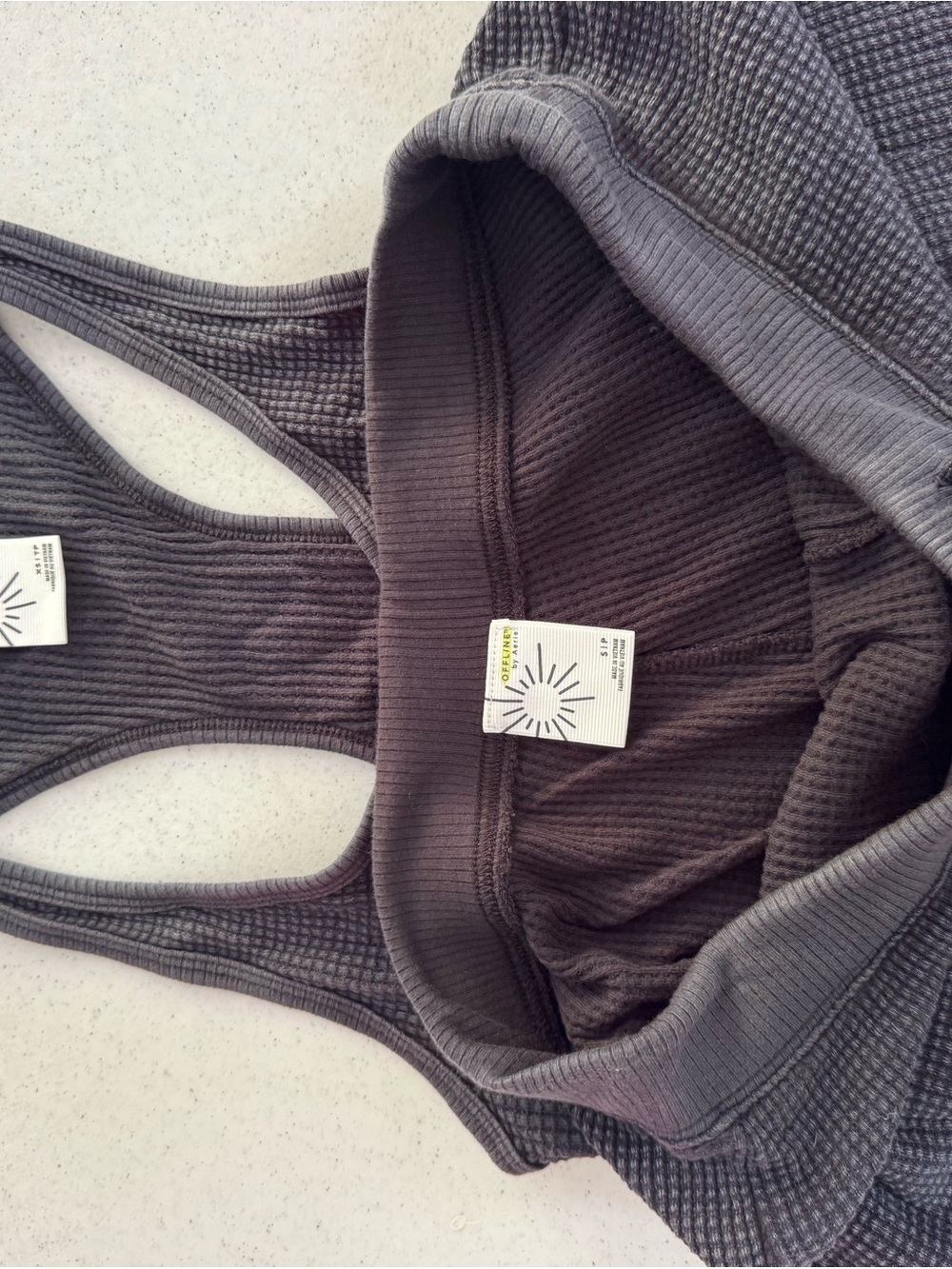 OFFLINE Waffle Knit Racerback Crop Top and Drawstring Shorts Set - Charcoal - Picture 2 of 2